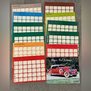 1986 Classic Cars Calendar